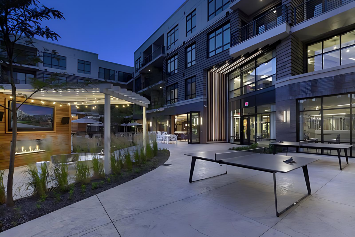 Vermella at Garwood Station's exterior uses LINE:Form Exterior Wall Fins to create an elegant design
